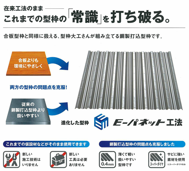 在来工法のまま、これまでの型枠の「常識」を打ち破る。